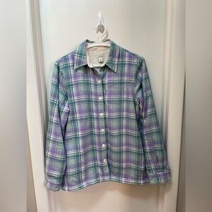 LL Bean plaid fleece jacket size XS women